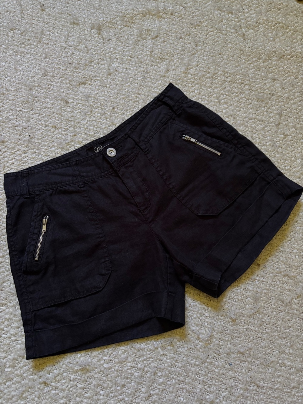 💕GUESS WOMENS SIZE 1 BLACK LINEN SHORTS